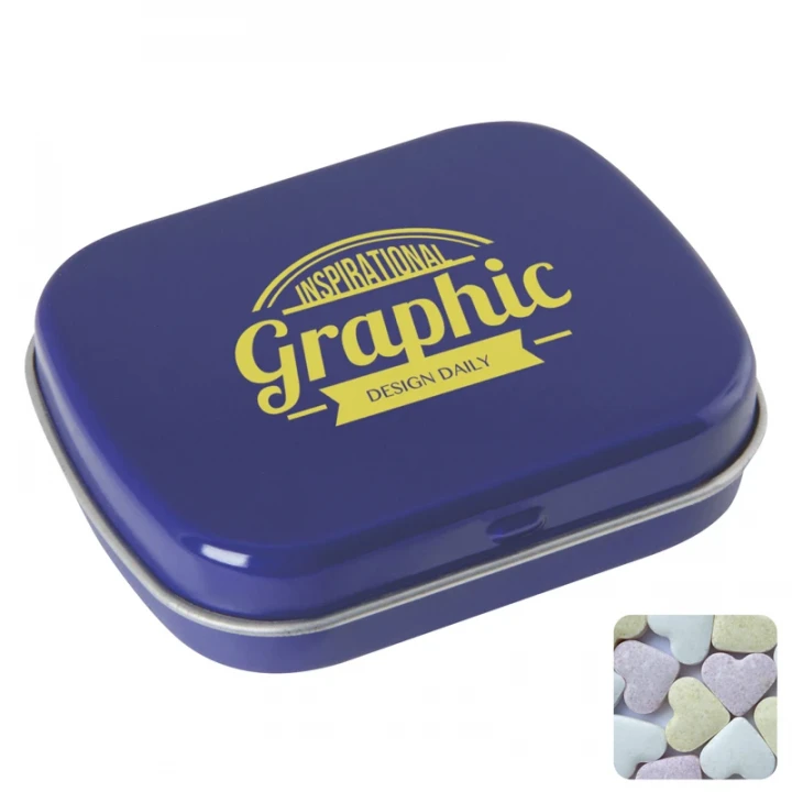 Flat Hinged Tin With Fruit Heart Sweets 