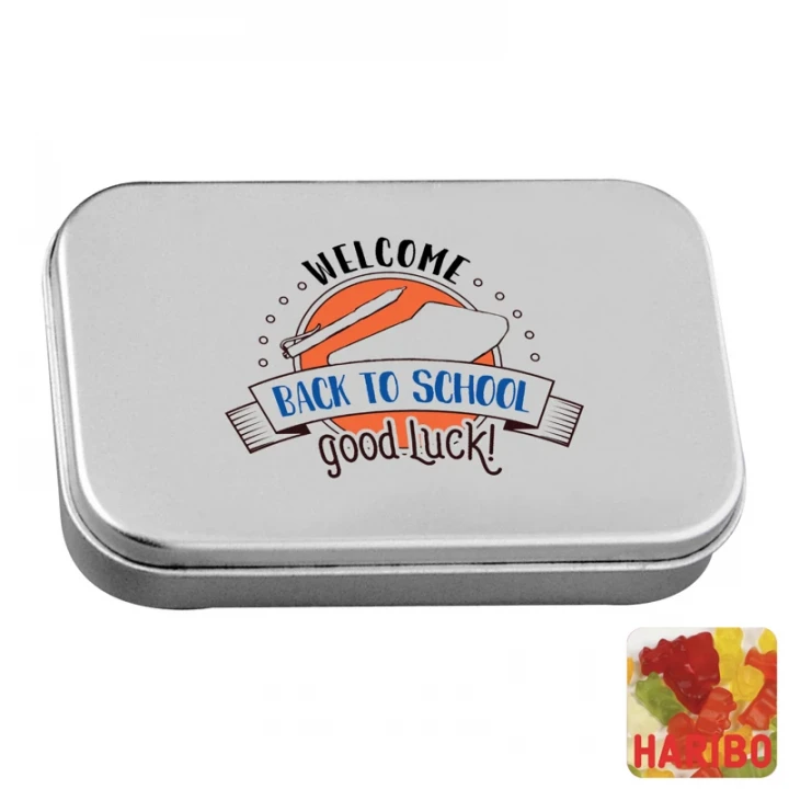Large Flat Hinged Tin With Haribo Gold Bears