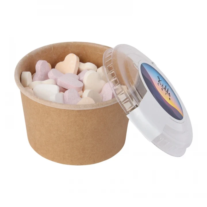 Kraft Cardboard Tub With Fruit Heart Sweets 90ml