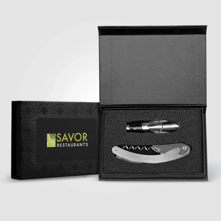 Raven Stainless Steel & Silicone Wine Set & Gift Box 2pcs