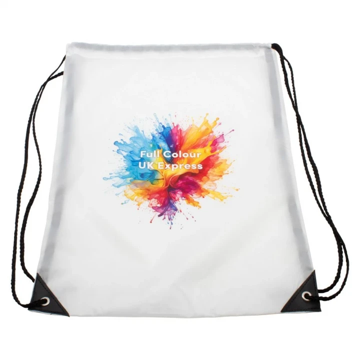 Express Nylon Drawstring Bag - White (UK Stock)