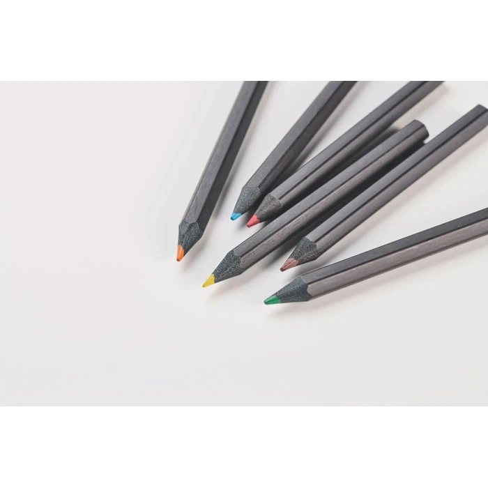 6 Black Colouring Pencils   