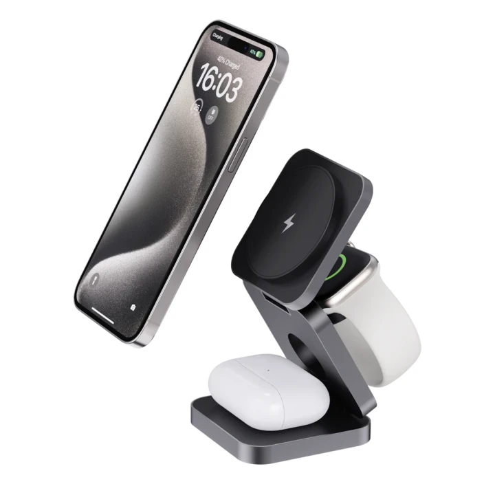 Terra RCS recycled aluminium foldable 3 in 1 15W charger