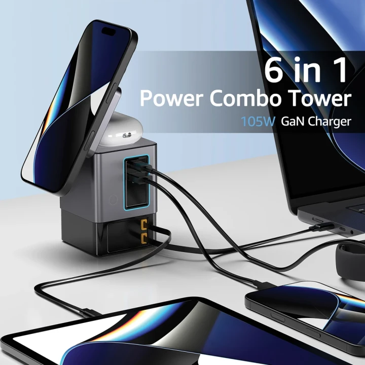 Urban Vitamin Sacramento 105W GAN charger+retractable cables