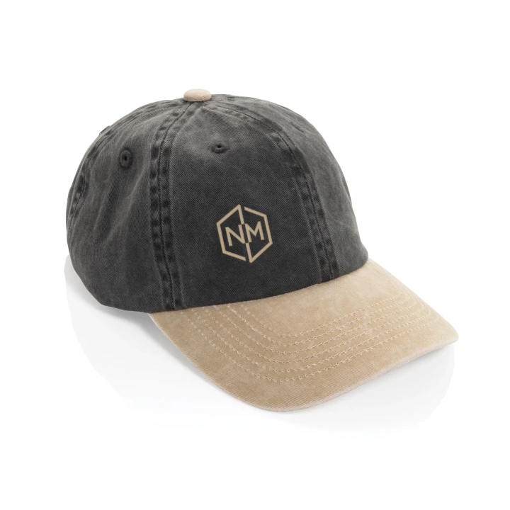 BEAU AWARE™ Washed 6 panel 270gsm cotton twill two tone cap