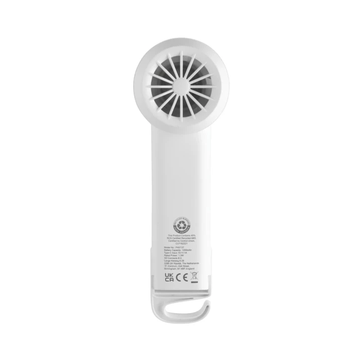 Twist RCS recycled plastic re-chargeable portable fan