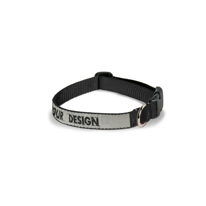 Pet Collar - Polyester Printed Panel - Black - Large - 50-75x2.5cm