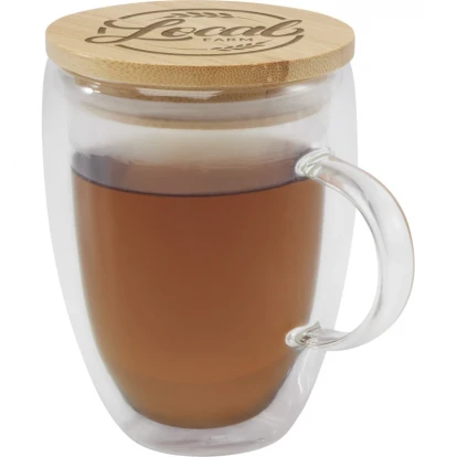 Leona Glass Cup With Bamboo Lid 350ml