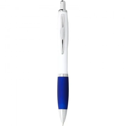 Nash Ballpoint Pen White Barrel and Coloured Grip (blue ink) 