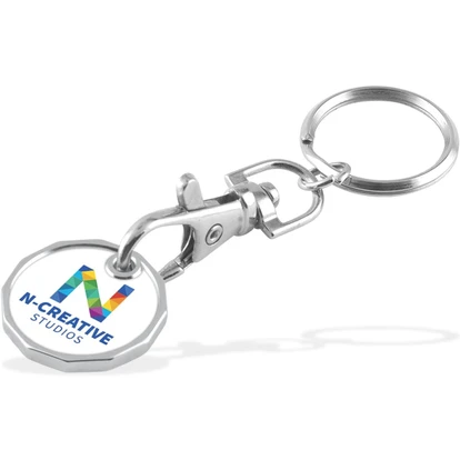 Trolley Coin Keychain Double Sided Laminated 