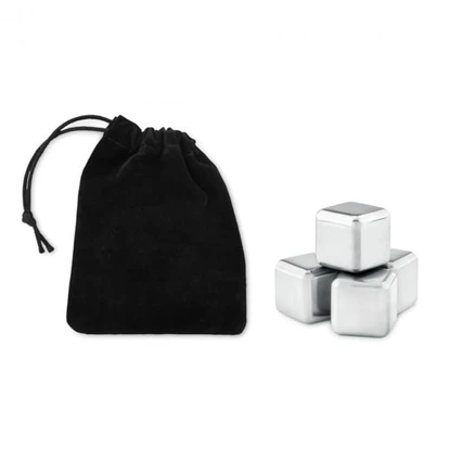 Set Of 4 SS Ice Cubes In Pouch