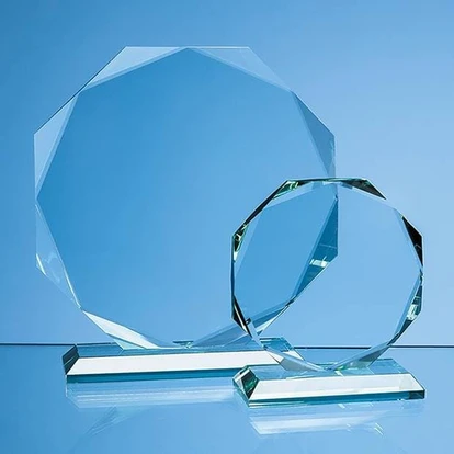 19cm x 19cm x 15mm Jade Glass Facetted Octagon Award
