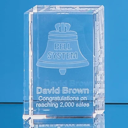 8cm x 5cm x 5cm Optical Crystal Rectangle, H or V