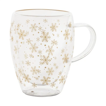 Snowflake Christmas Glass Thermo Mug 350ml