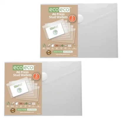 Eco-Eco A6 95% Recycled Clear Press Stud Wallet