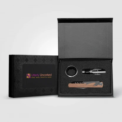 Essex Stainless Steel & FSC Wood Wine Accessory Gift Set 3pcs