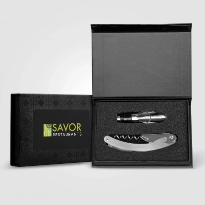 Raven Stainless Steel & Silicone Wine Set & Gift Box 2pcs