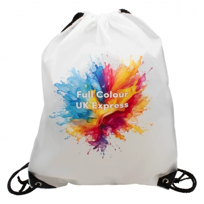 Express Nylon Drawstring Bag - White (UK Stock)