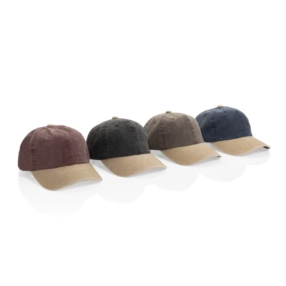 BEAU AWARE™ Washed 6 panel 270gsm cotton twill two tone cap