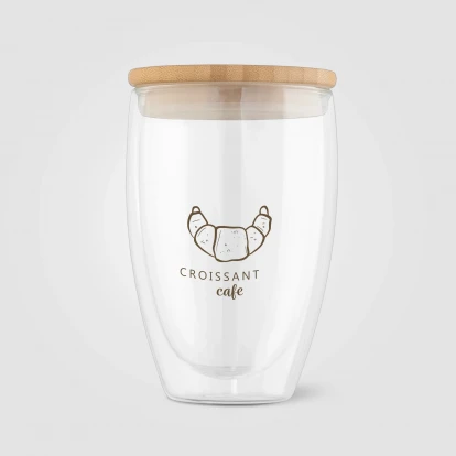 Sculpture 355ml Double Wall Glass Tumbler With Bamboo Lid